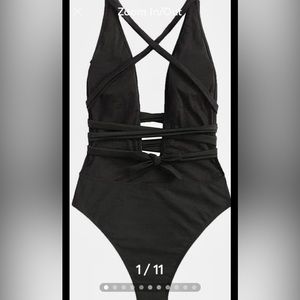 NWOT SWIMSUIT Black One Piece Plunge by Sweaty Rocks